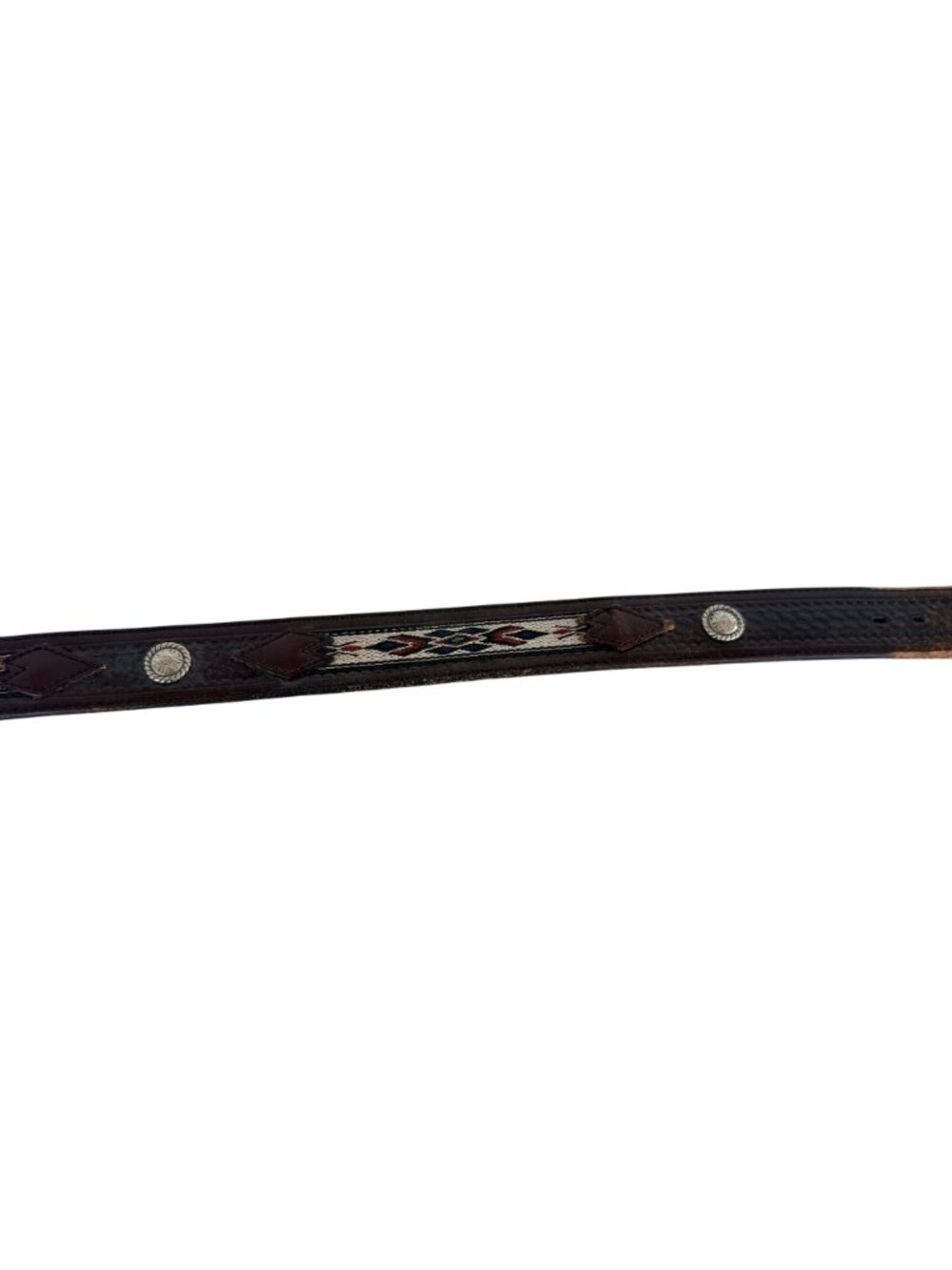 Vintage Wrangler Western Aztec Southwestern Brown Leather Belt Handmade Size 38 - Picture 7 of 11